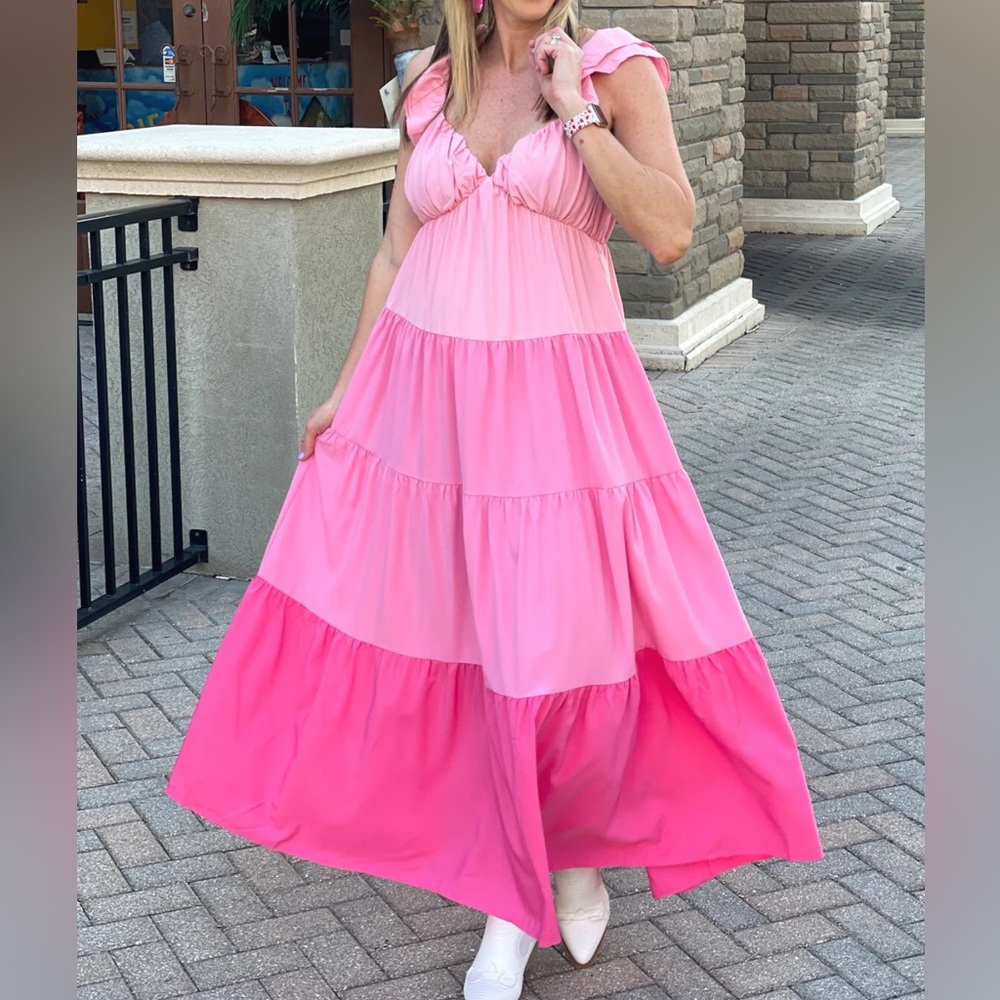 English factory pink tricolor dress